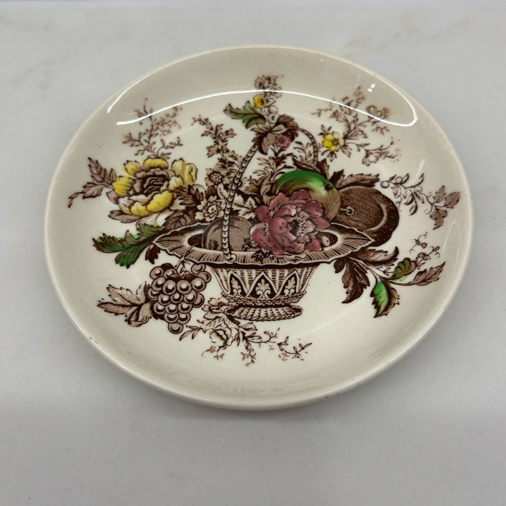 Vintage Myott Son and Co Butter Plate in Bountiful Floral Basket England